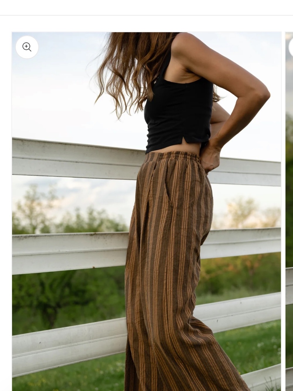 Wide Leg Striped cotton pants
